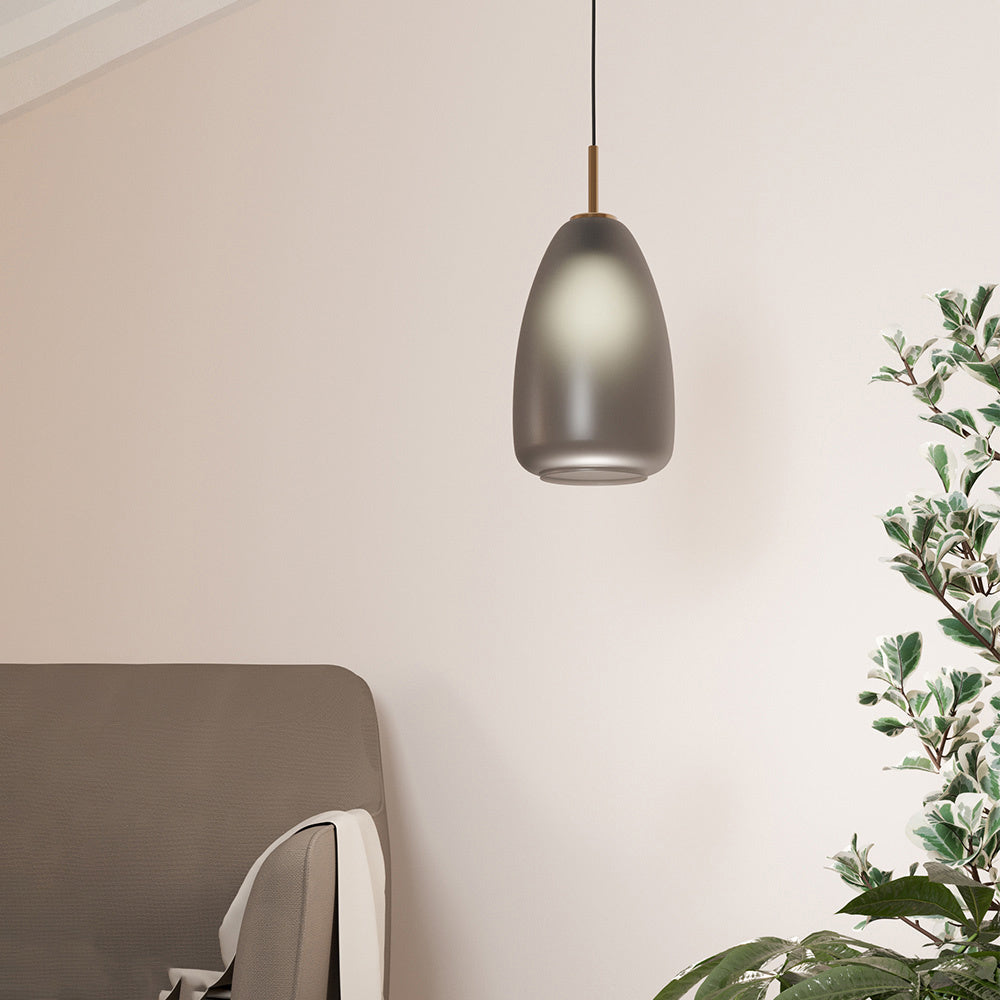 Lampadario Contemporaneo Alobrase 1 Luce Acciaio Nero E Ottone