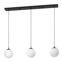 Lampadario A Sospensione Minimal Rondo 3 Acciaio Nero Vetro 3 Luci E27