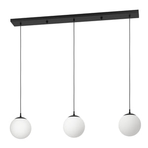 Lampadario A Sospensione Minimal Rondo 3 Acciaio Nero Vetro 3 Luci E27