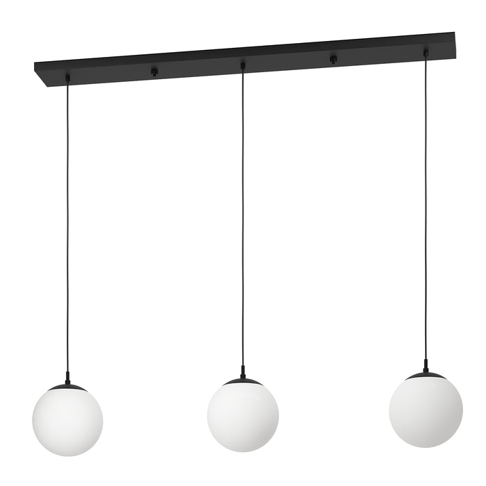Lampadario A Sospensione Minimal Rondo 3 Acciaio Nero Vetro 3 Luci E27