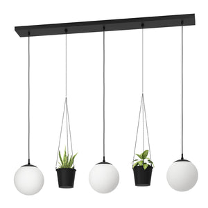 Lampadario A Sospensione Minimal Rondo 3 Acciaio Nero Vetro 3 Luci E27