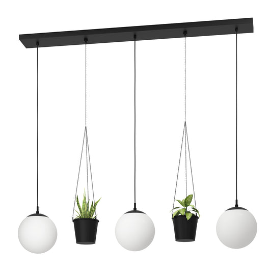 Lampadario A Sospensione Minimal Rondo 3 Acciaio Nero Vetro 3 Luci E27