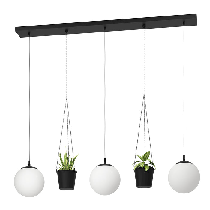 Lampadario A Sospensione Minimal Rondo 3 Acciaio Nero Vetro 3 Luci E27