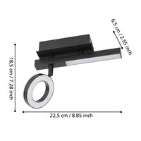 Spot Moderno Cardillio 2 In Alluminio Nero 1 Luce Led 3,2W 3000K Ip20