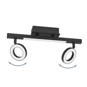 Spot Moderno Cardillio 2 In Alluminio Nero 2 Luci Led 3,2W 3000K Ip20