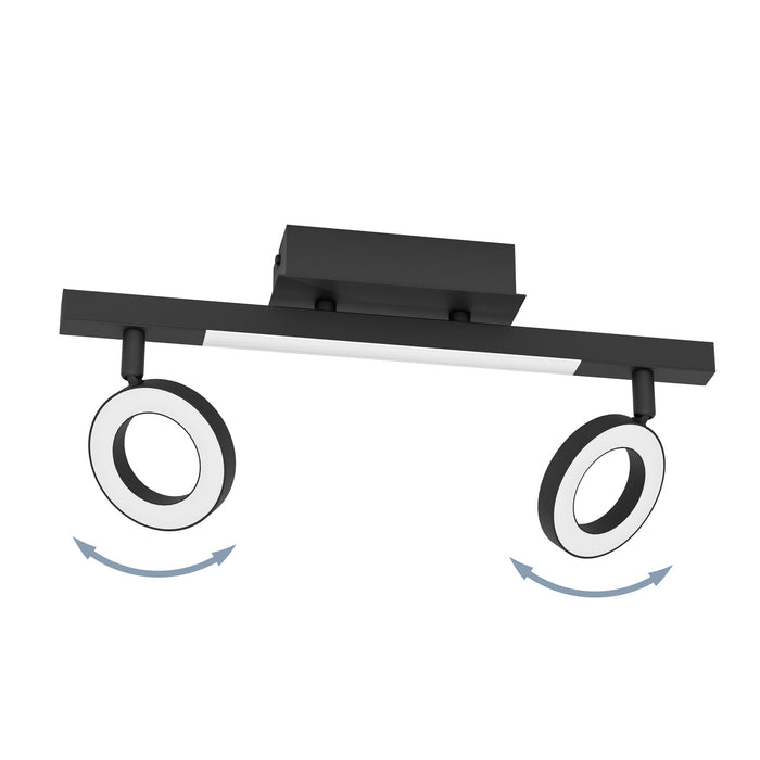 Spot Moderno Cardillio 2 In Alluminio Nero 2 Luci Led 3,2W 3000K Ip20