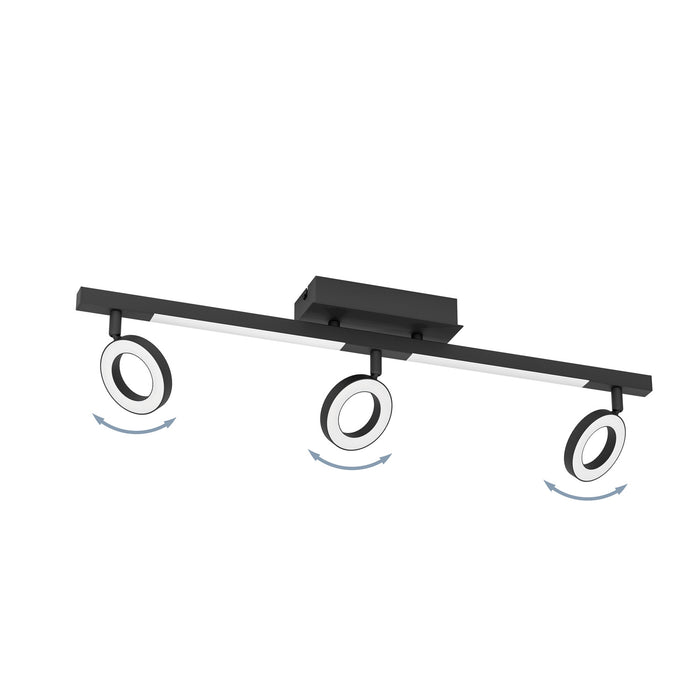 Spot Moderno Cardillio 2 In Alluminio Nero 3 Luci Led 3,2W 3000K Ip20