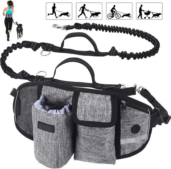 Cinturone per Cane da Porta, Cavi per Cane con Cinturone Largo con Supporto, Cinturone Elastico per Cane con Cavo Riflettente con Cinturone Adattabile, 2 Maniglie, Borsa Multiuso, Tasca per Telefono, Peso Massimo 60KG