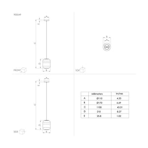 Lampadario Contemporaneo Maryvilla 1 Luce Acciaio Nero