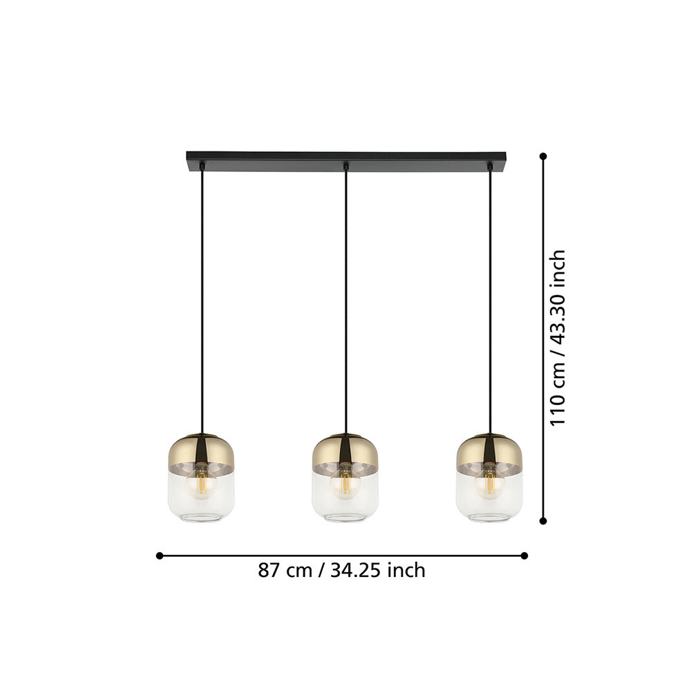 Lampadario Contemporaneo Maryvilla 3 Luci Acciaio Nero