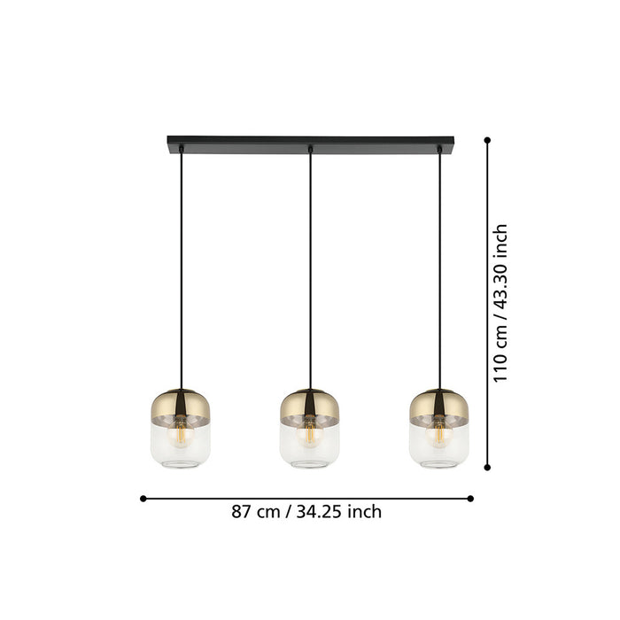 Lampadario Contemporaneo Maryvilla 3 Luci Acciaio Nero