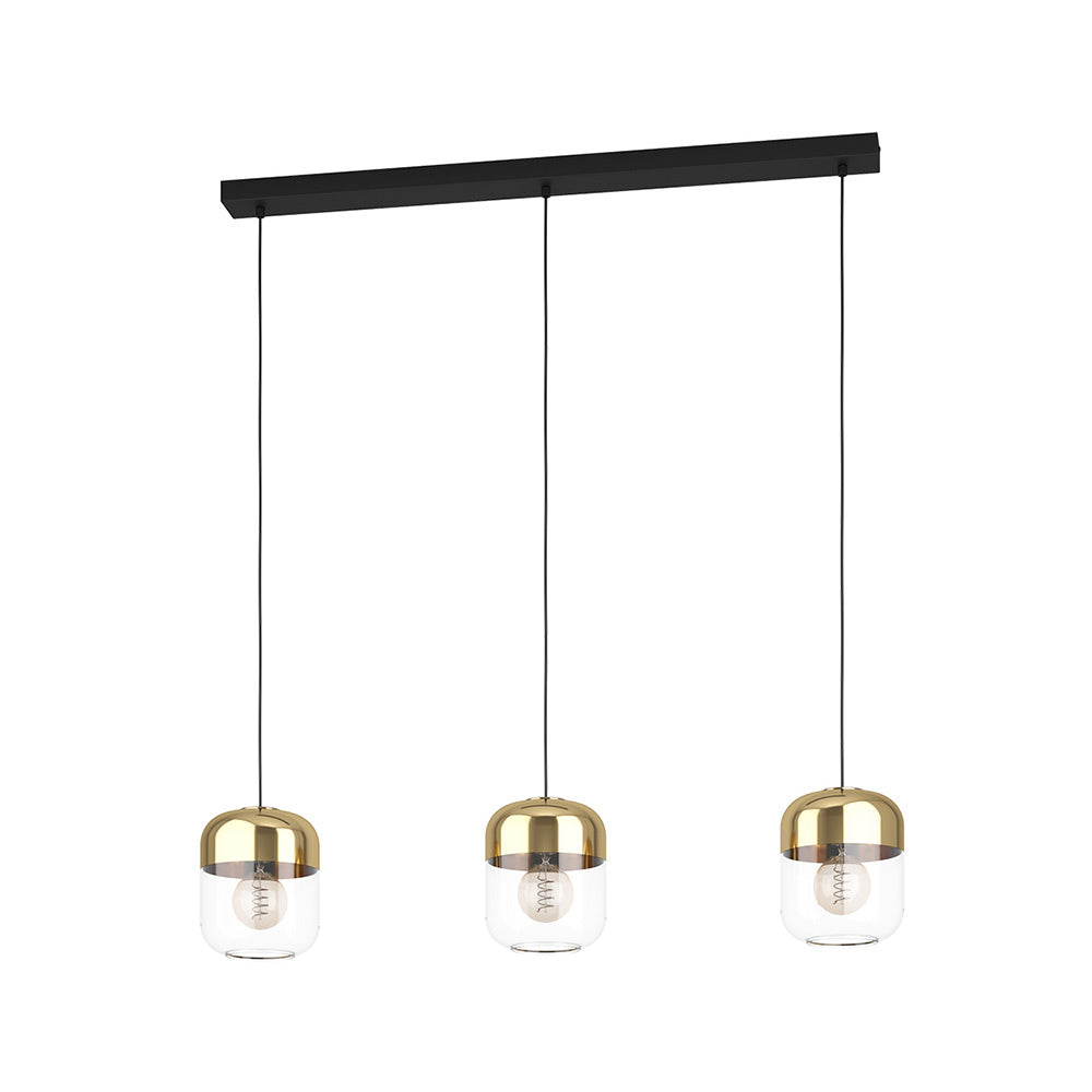Lampadario Contemporaneo Maryvilla 3 Luci Acciaio Nero