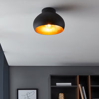 Plafoniera Contemporanea Mogano 2 1 Luce Acciaio Nero E Oro