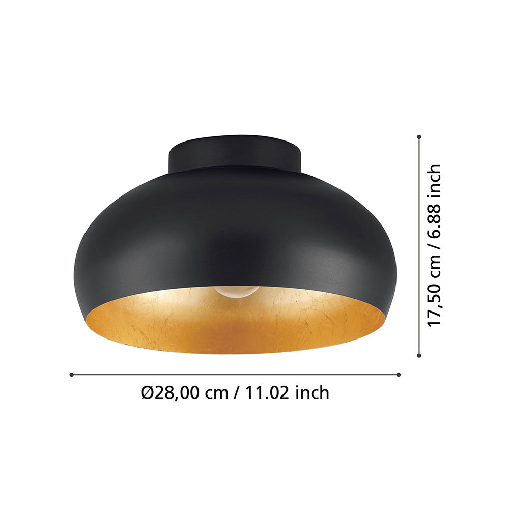 Plafoniera Contemporanea Mogano 2 1 Luce Acciaio Nero E Oro