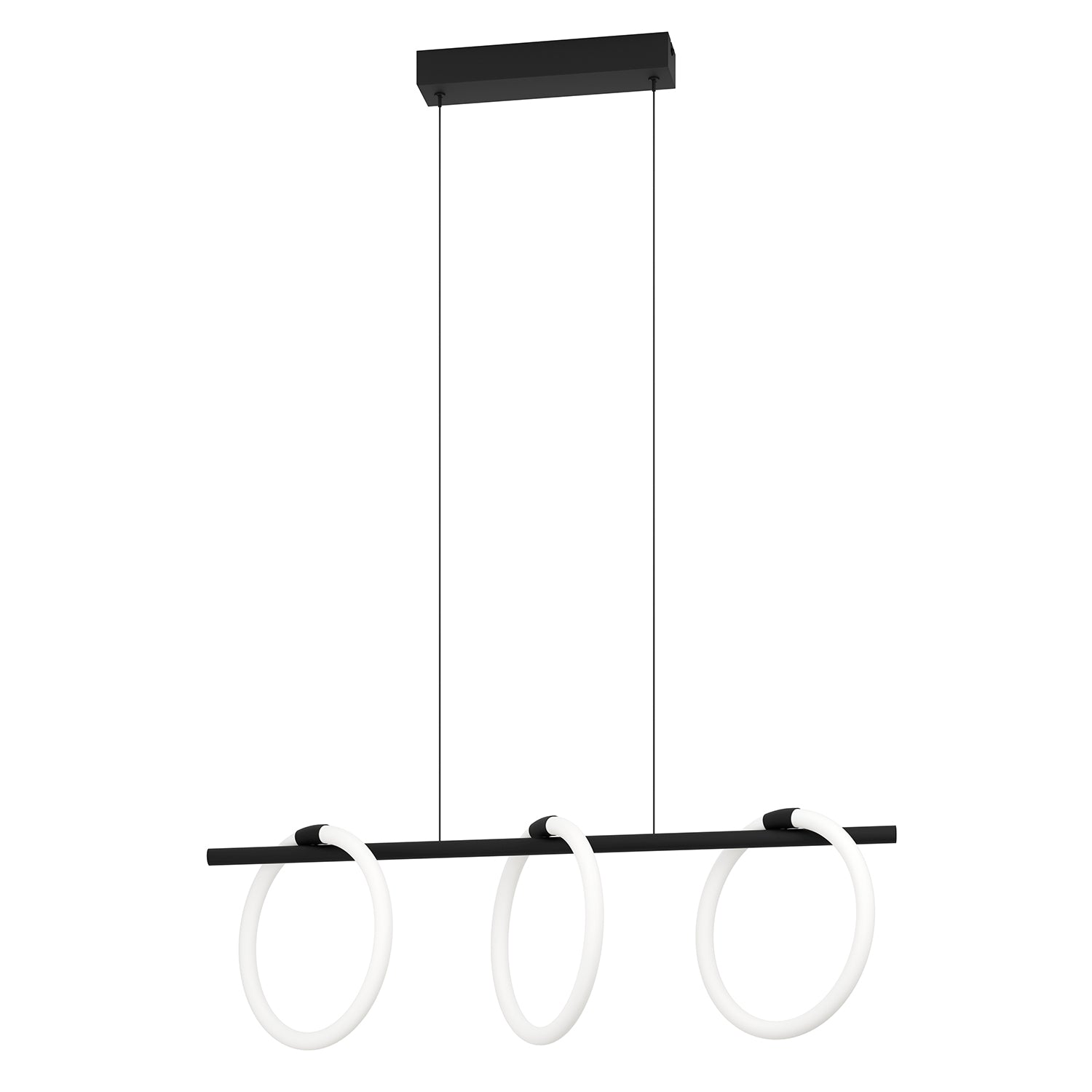 Lampadario A Sospensione Moderno Caranacoa Acciaio Nero 3 Luci Led 9W 3600Lm