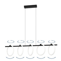 Lampadario A Sospensione Moderno Caranacoa Acciaio Nero 5 Luci Led 7W 7000Lm