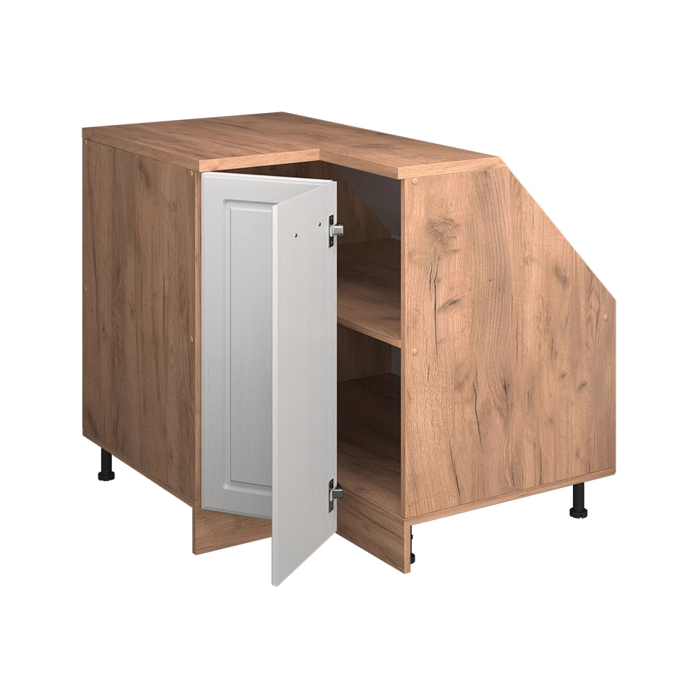 Mobile sottotetto Mobile angolare Rion Bianco rustico/Rovere dorato 75.6 x 83.8 cm con 1 porta, carcassa dell’armadio profondità 60 cm Vicco