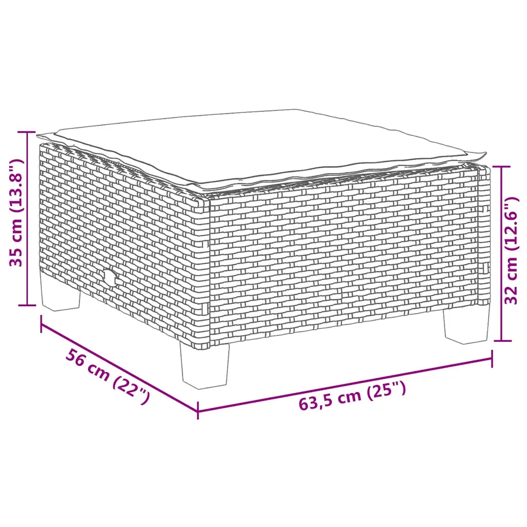 Sgabello Giardino con Cuscino Beige 63,5x56x32 cm in Polyrattan 365913