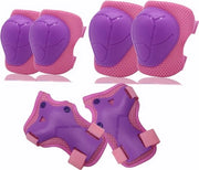 Set di protezione per bambini e adulti - Ginocchiere per inline skating - Set di protezione per ginocchia (6 pezzi) - Ginocchiere ad alta visibilità (rosso-rosso)