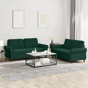 Set di Divani 2 pz con Cuscini Verde scuro in Velluto