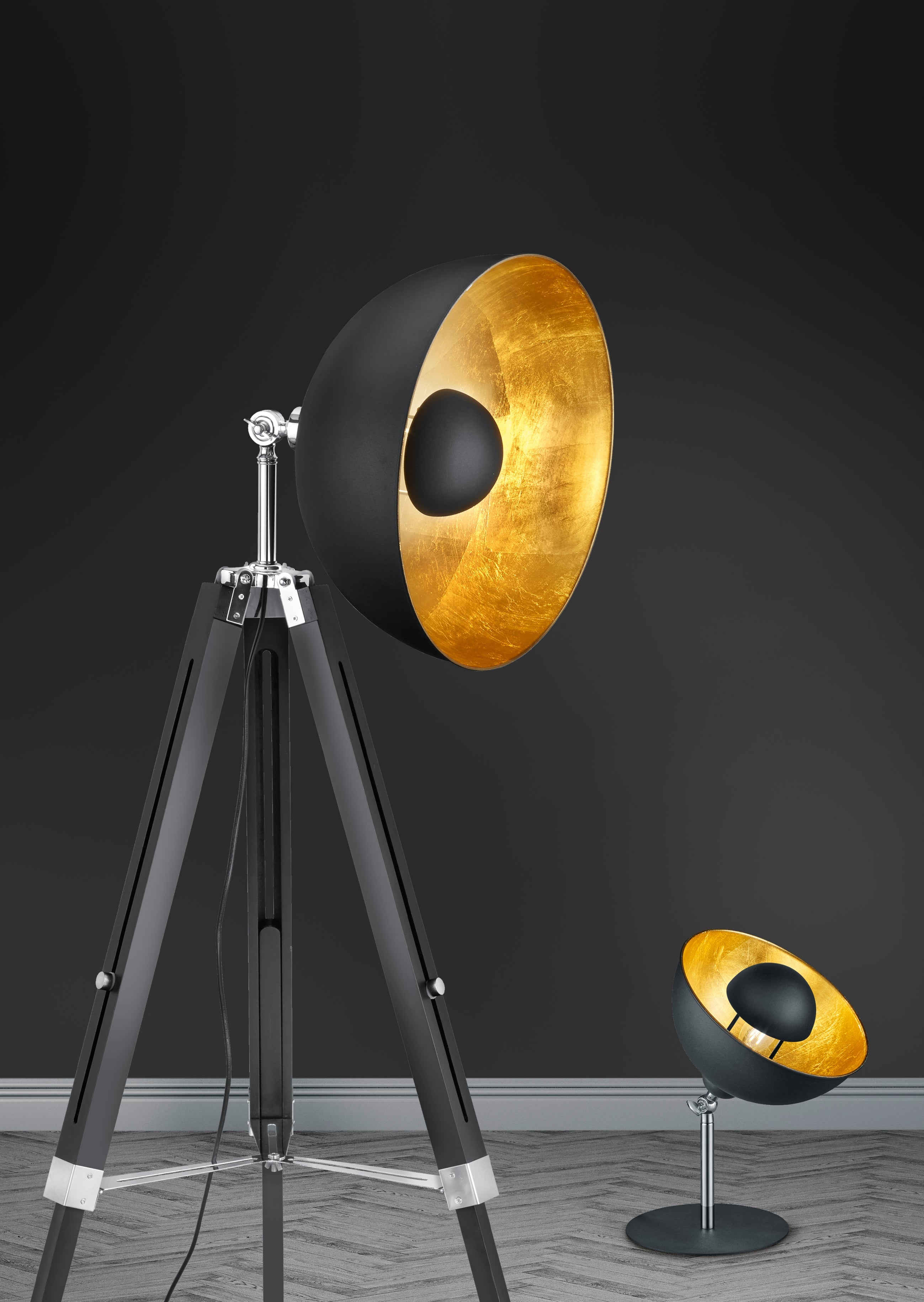 Piantana da Interno  E27 in Legno naturale Nero Opaco