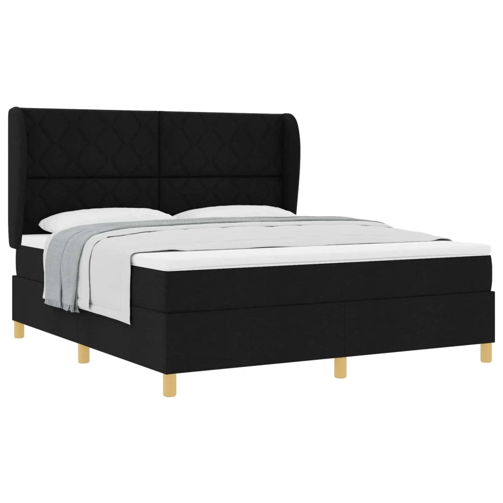 Letto a molle con testiera Nero 200 x 180 cm Tessuto 3340832