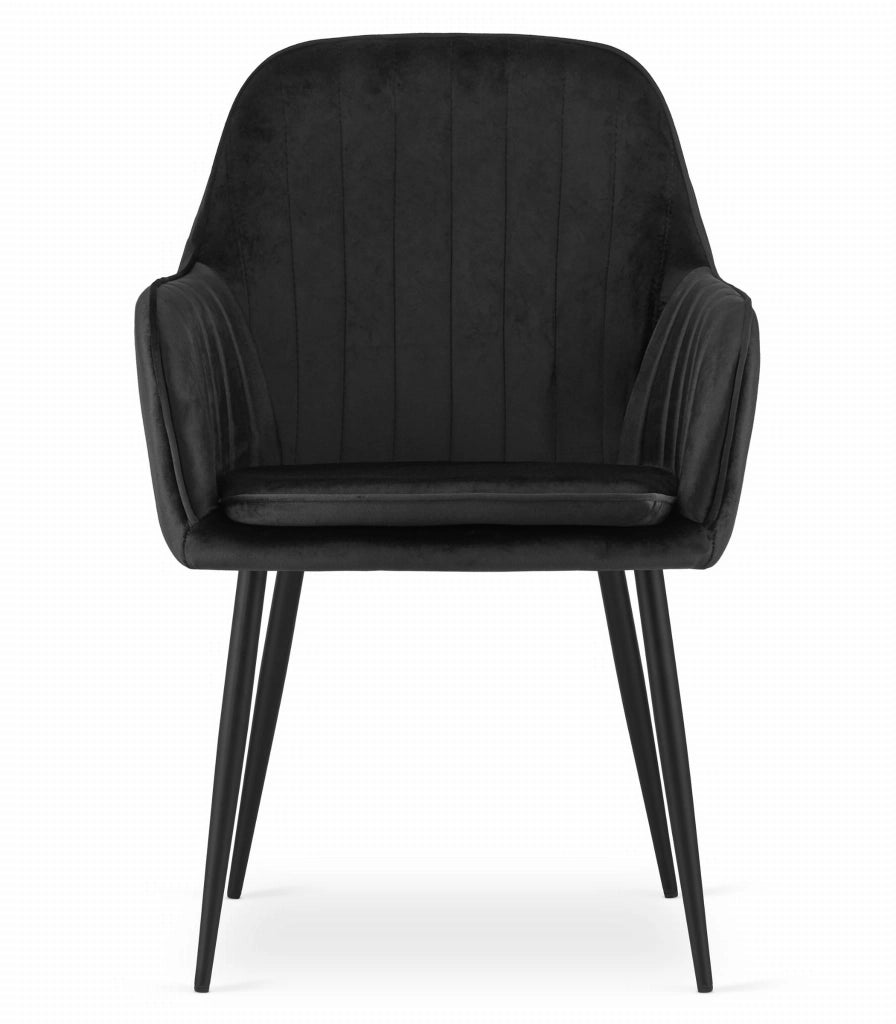 Sedia Valora LUGO in velluto nero dal design ergonomico per il soggiorno