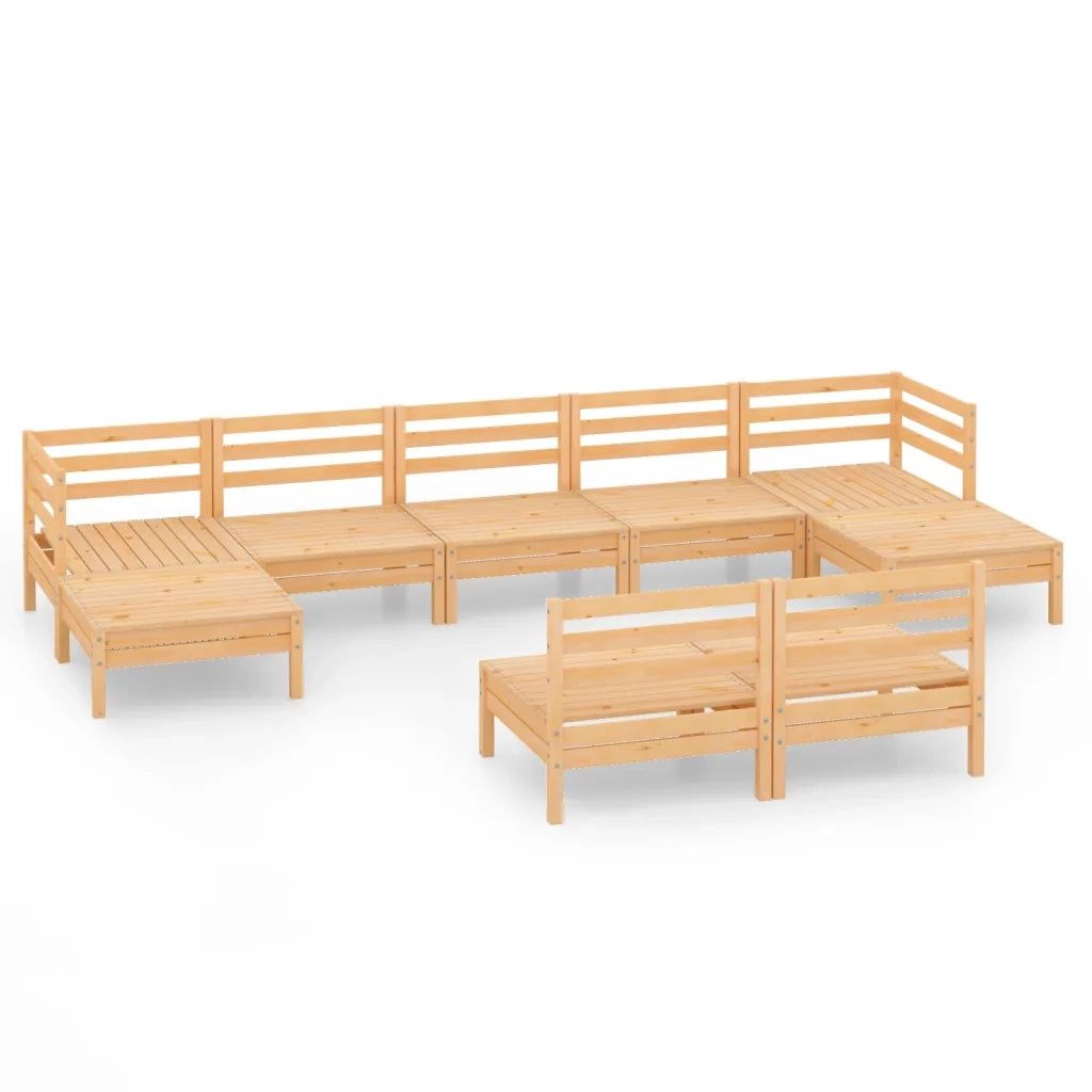 Set Divani da Giardino 9 pz in Legno Massello di Pino cod mxl 40851