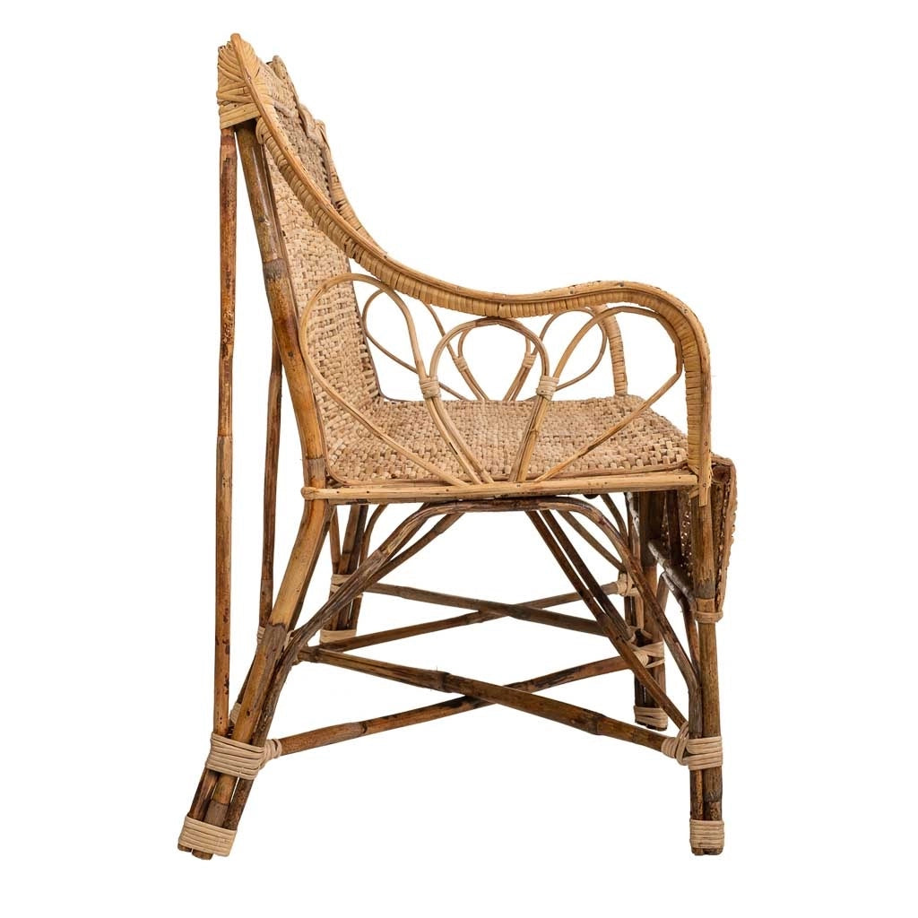 Divano in bambù e rattan marrone 130x48x99h