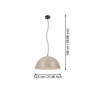 Lampadario A Sospensione Contemporaneo Gaetano 1 Acciaio Nero Sabbia 1 Luce E27