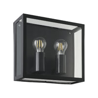 Applique Esterno Contemporanea Alamonte 1 Acciaio Nero Vetro Bianco 2 Luci E27