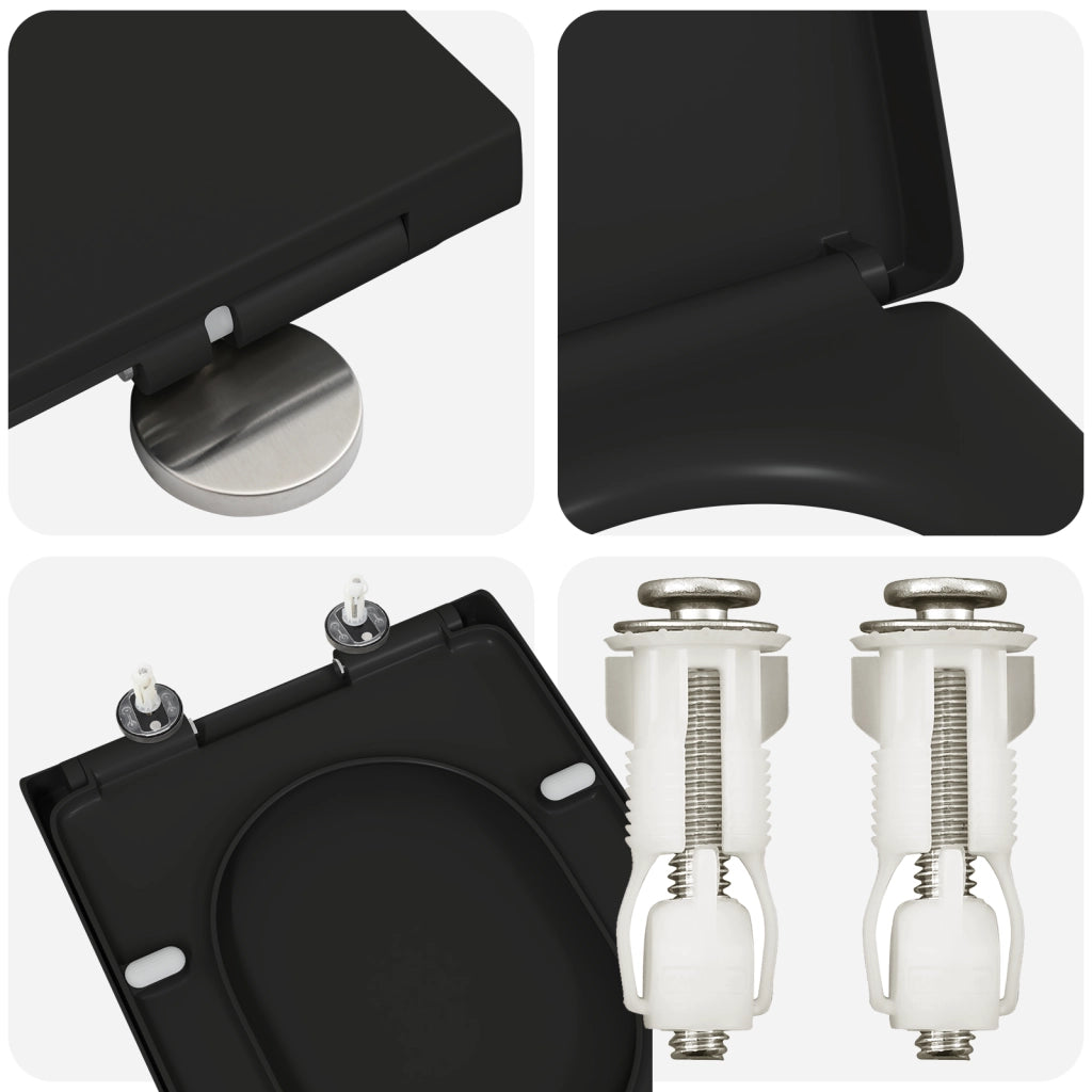 Sedile WC con Rilascio Rapido e Chiusura Morbida Duroplast Nero di