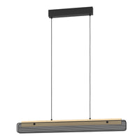 Sospensione Contemporanea Kokomo-Z Metallo Nero Legno 1 Luce Led 34W