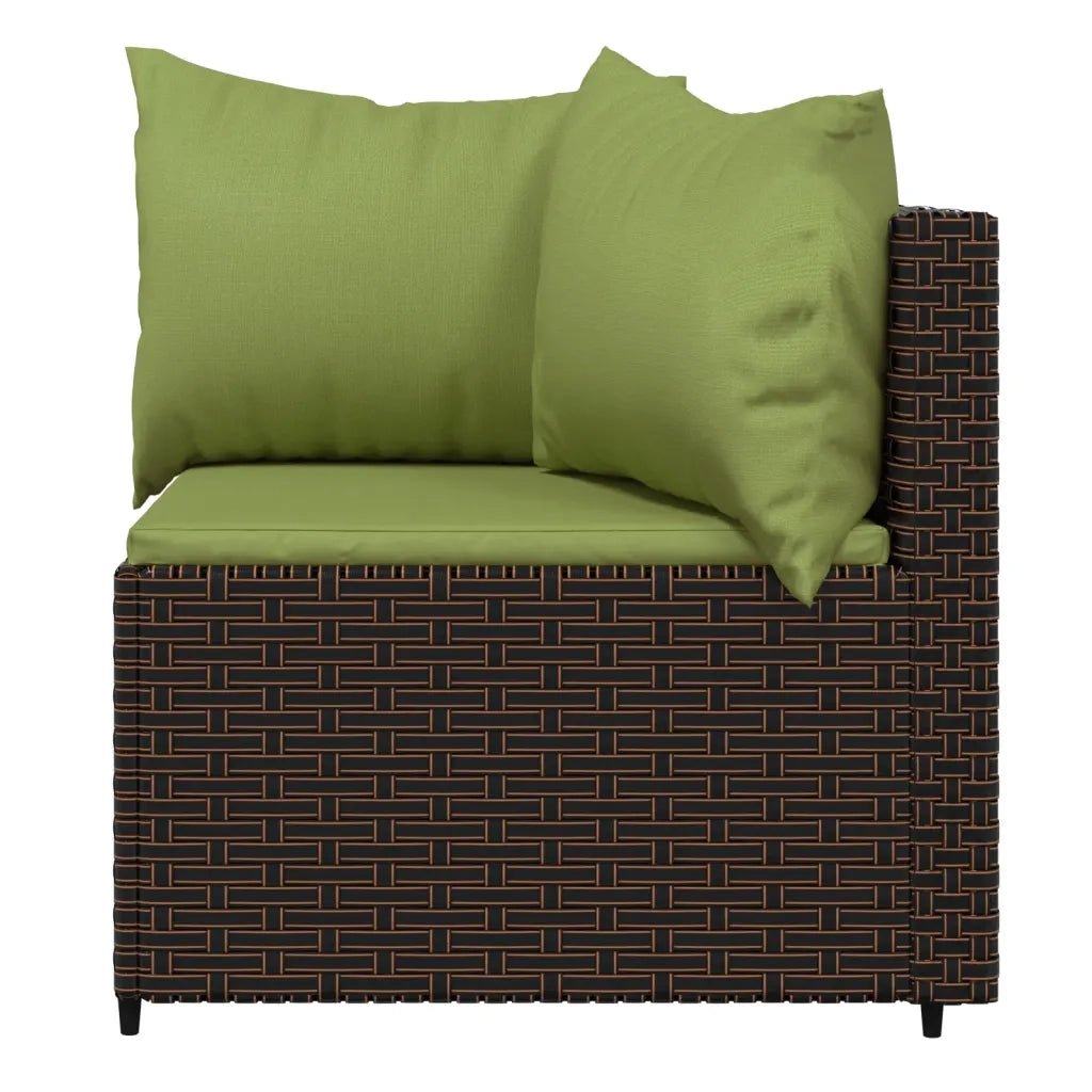 Set Mobili da Giardino 4 pz con Cuscini in Polyrattan Marrone 319840