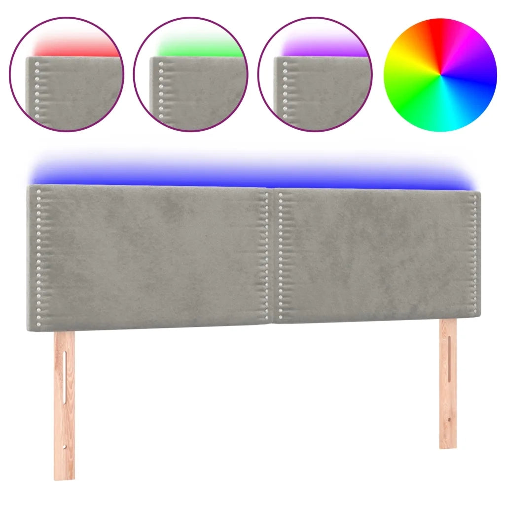 Testiera a LED Grigio Chiaro 144x5x78/88 cm in Velluto 3121520