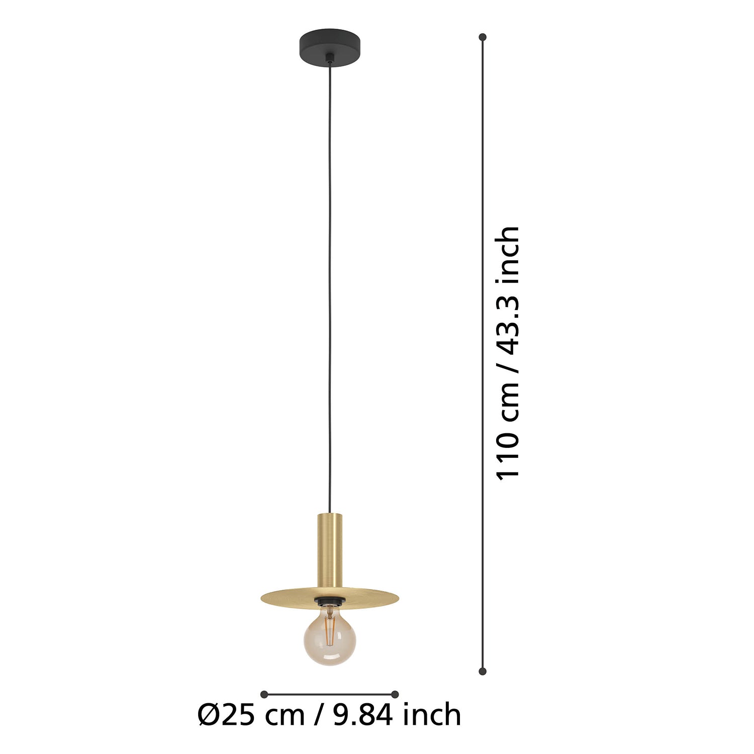 Lampadario A Sospensione Moderno Escandell Acciaio Nero Ottone 1 Luce E27