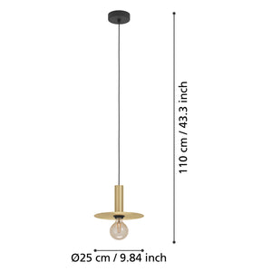 Lampadario A Sospensione Moderno Escandell Acciaio Nero Ottone 1 Luce E27