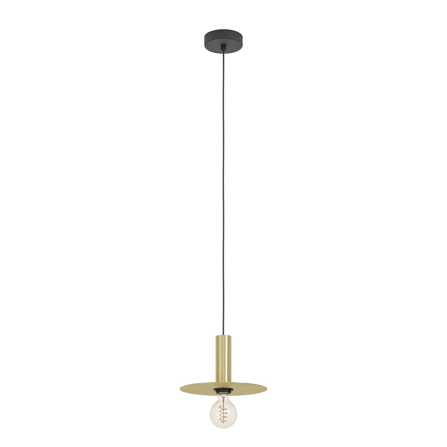 Lampadario A Sospensione Moderno Escandell Acciaio Nero Ottone 1 Luce E27