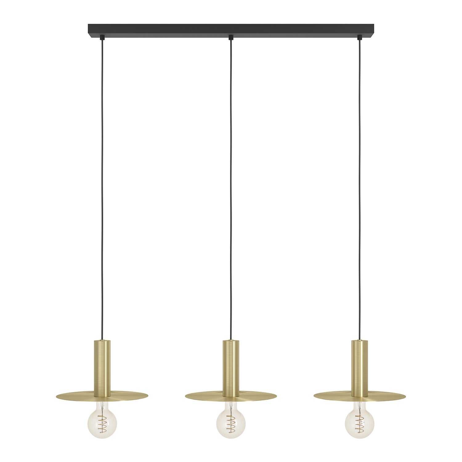 Lampadario A Sospensione Moderno Escandell Acciaio Nero Ottone 3 Luci E27