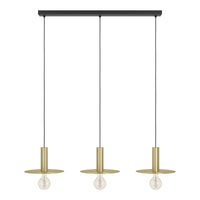 Lampadario A Sospensione Moderno Escandell Acciaio Nero Ottone 3 Luci E27