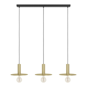 Lampadario A Sospensione Moderno Escandell Acciaio Nero Ottone 3 Luci E27