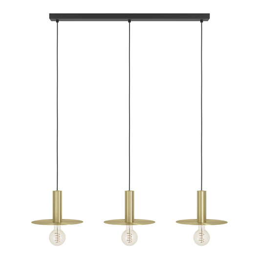 Lampadario A Sospensione Moderno Escandell Acciaio Nero Ottone 3 Luci E27