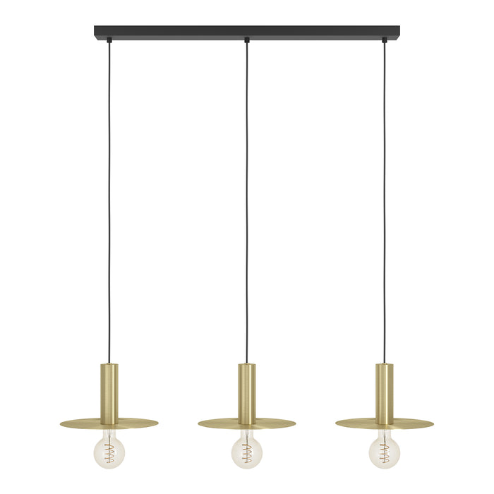 Lampadario A Sospensione Moderno Escandell Acciaio Nero Ottone 3 Luci E27