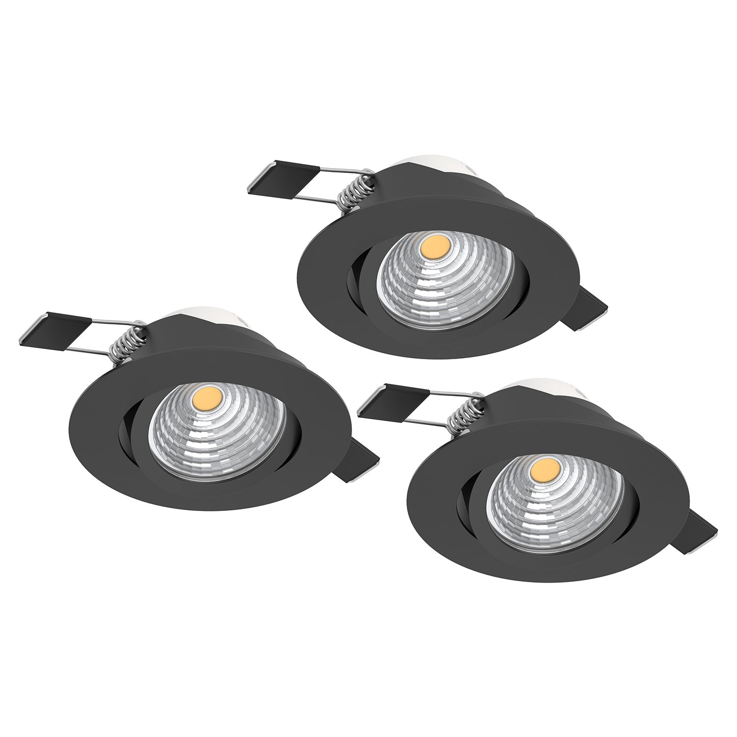 Faretto Ad Incasso Moderno Saliceto In Alluminio Nero 3 Luci Led 6W 2700K