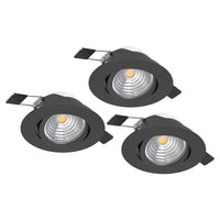 Faretto Ad Incasso Moderno Saliceto In Alluminio Nero 3 Luci Led 6W 2700K