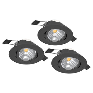 Faretto Ad Incasso Moderno Saliceto In Alluminio Nero 3 Luci Led 6W 2700K