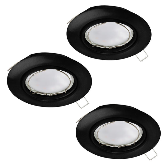 Faretto Ad Incasso Moderno Peneto In Acciaio Nero 3 Luci Gu10 4,6W