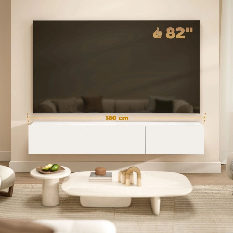 MOBILE TV Sospeso 180 cm Bianco con 3 ante ribaltabili