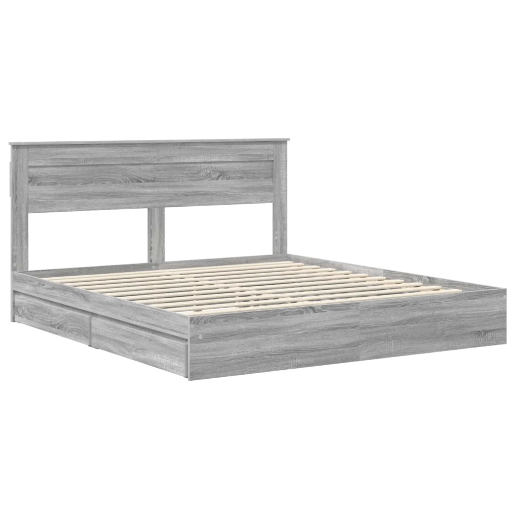 Letto con Contenitore con testiera Grigio Sonoma 180 x 200 cm 3409897
