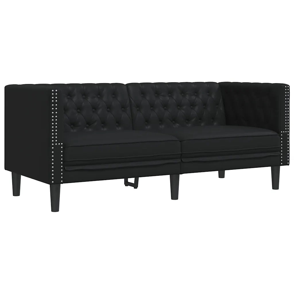 vidaXL Set Divani Chesterfield 2pz Nero in Similpelle